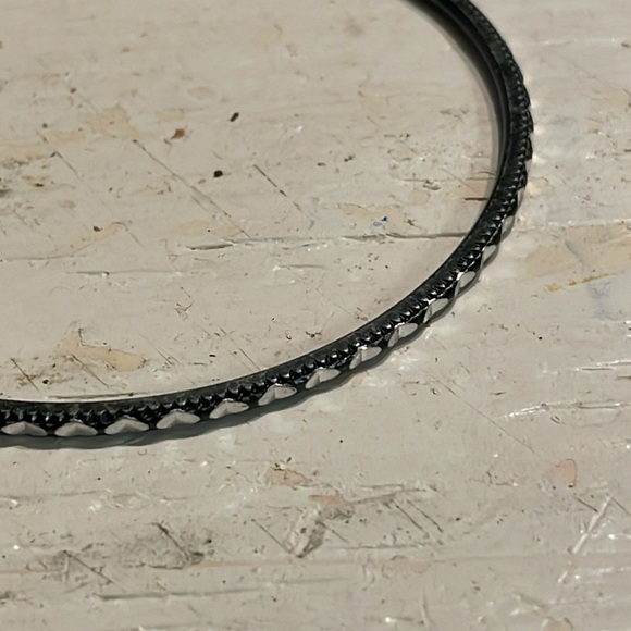 8” mixed metal silver tone w/raised embellishments stackable bangle bracelet - Picture 6 of 10